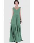 V-neck Natural Chiffon Floor-length A-line Bridesmaid Dresses