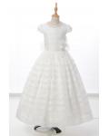 Nectarean Ball Gown Short Sleeve Bow(s) Floor-length Organza Communion Dresses 