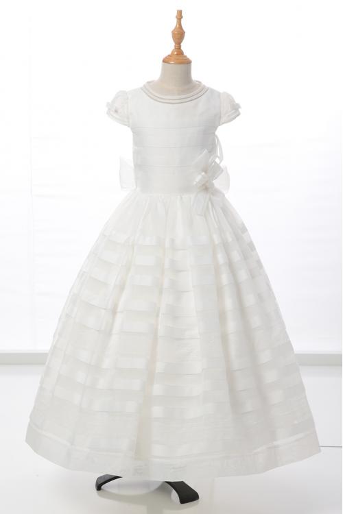 Nectarean Ball Gown Short Sleeve Bow(s) Floor-length Organza Communion Dresses 