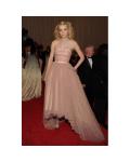 High Low Strapless Ruching High Low Tulle Prom Dress with Ribbon 