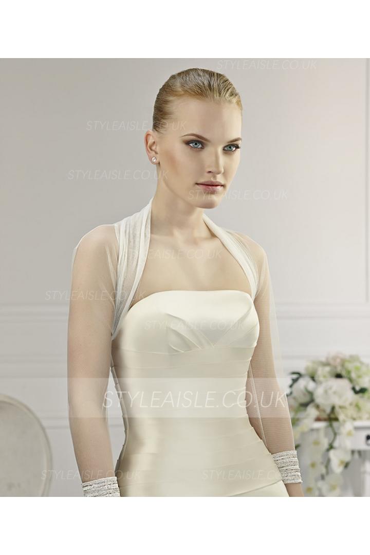 Simple 3/4 Length Sleeve Long Sleeve Tulle Wedding Jackets 
