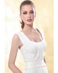 Simple A-line Straps Draping Pearl Sweep/Brush Train Tulle Wedding Dresses
