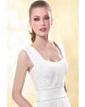 Simple A-line Straps Draping Pearl Sweep/Brush Train Tulle Wedding Dresses