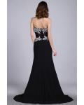 Black Sweetheart Sleeveless Beading Split Sweep/Brush Train Long Chiffon Evening Dresses