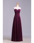 Simple Sweetheart Sleeveless Ruching Floor length Long Chiffon Bridesmaid Dress