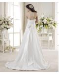 Simple A-line Strapless Beading Bow(s) Sweep/Brush Train Satin Wedding Dresses