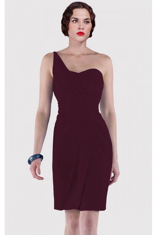 Sheath Natural Sleeveless Knee-length One Shoulder Bridesmaid Dresses