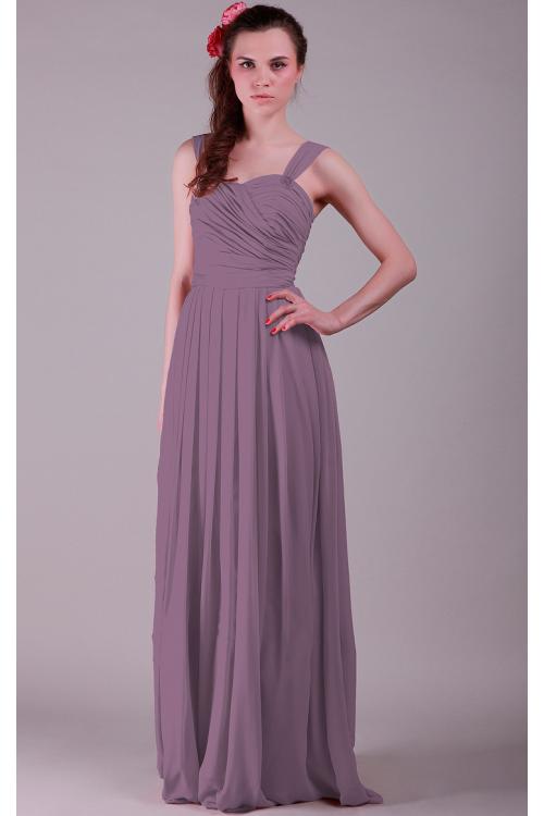 Chiffon Lace-up Sleeveless Natural Floor-length Bridesmaid Dresses