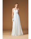 Simple Strapless Sweetheart Pleatded Beach Chiffon Wedding Dress 