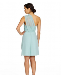 One Shoulder Sleeveless Chiffon A-line Mint Bridesmaid Dresses