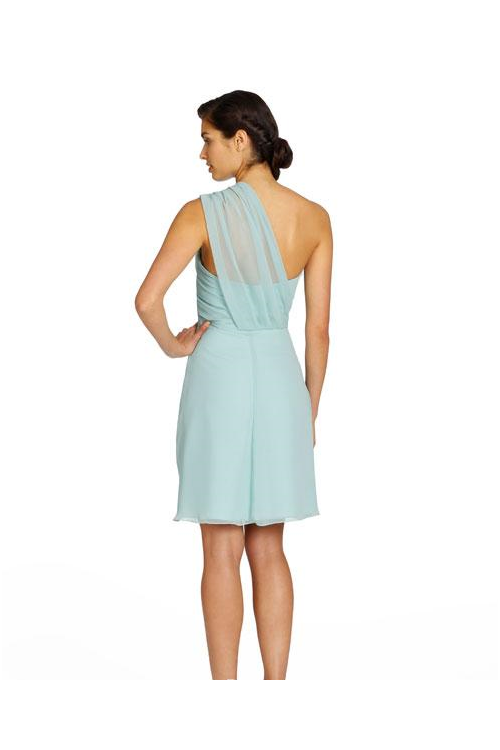 One Shoulder Sleeveless Chiffon A-line Mint Bridesmaid Dresses