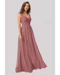  A-line Shoulder Straps Sleeveless Ruffles Floor-length Long Chiffon Bridesmaid Dresses with Pockets