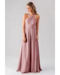  A-line Shoulder Straps Sleeveless Ruching Floor-length Long Chiffon Criss-cross Neckline Bridesmaid Dresses