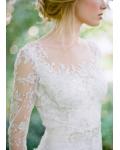 Sparkly Sequin Lace Embroidery Long Sheath Rustic Wedding Dress 