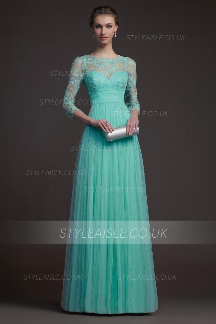 Charming Sheath/Column Bateau Beading Lace Floor-length Tulle Prom Dresses