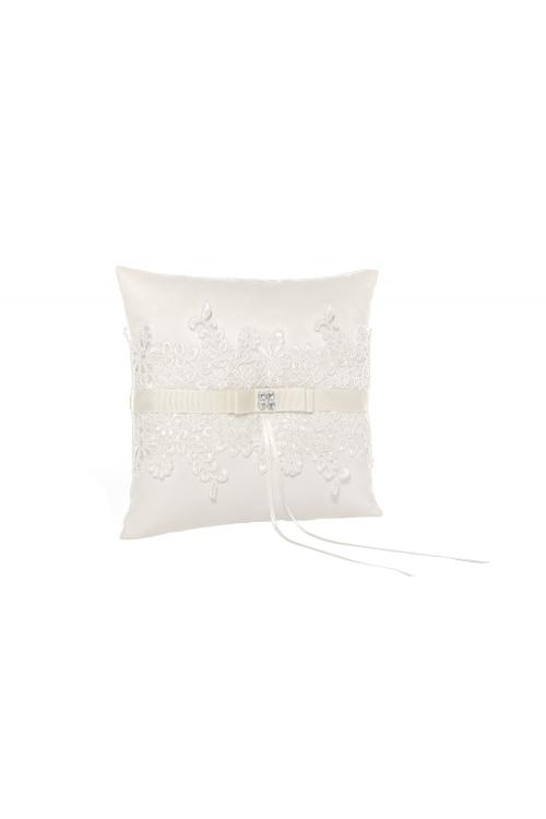 Ivory Wedding Ring Pillow With Exquisite Folwer Embroider 21*21CM