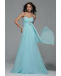 Empire Strapless A-line Long Light Sky Blue Chiffon Prom Dress with Beading 