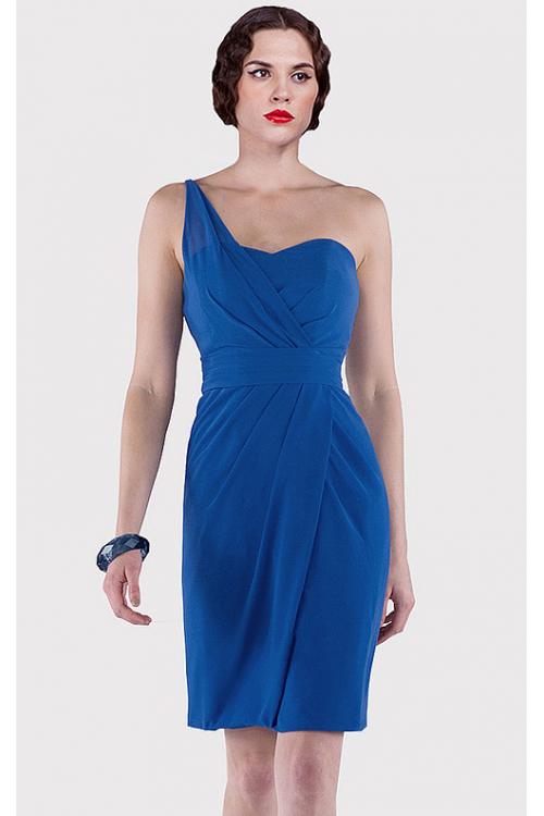 Sheath Natural Sleeveless Knee-length One Shoulder Bridesmaid Dresses