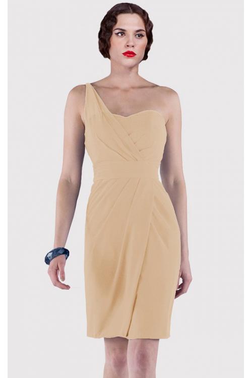 Sheath Natural Sleeveless Knee-length One Shoulder Bridesmaid Dresses