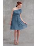 One Shoulder Pleated Short/mini Chiffon Bridesmaid Dress 