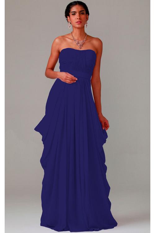 Zipper Chiffon Floor-length Strapless A-line Bridesmaid Dresses