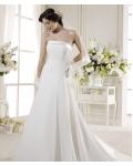 Simple A-line Strapless Beading Bow(s) Sweep/Brush Train Satin Wedding Dresses