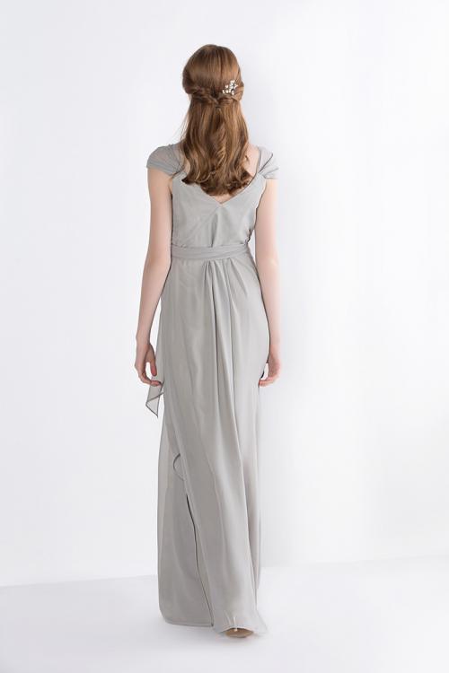 Floor-length Sleeveless Zipper Silver Chiffon Cap Sleeve Bridesmaid Dresses
