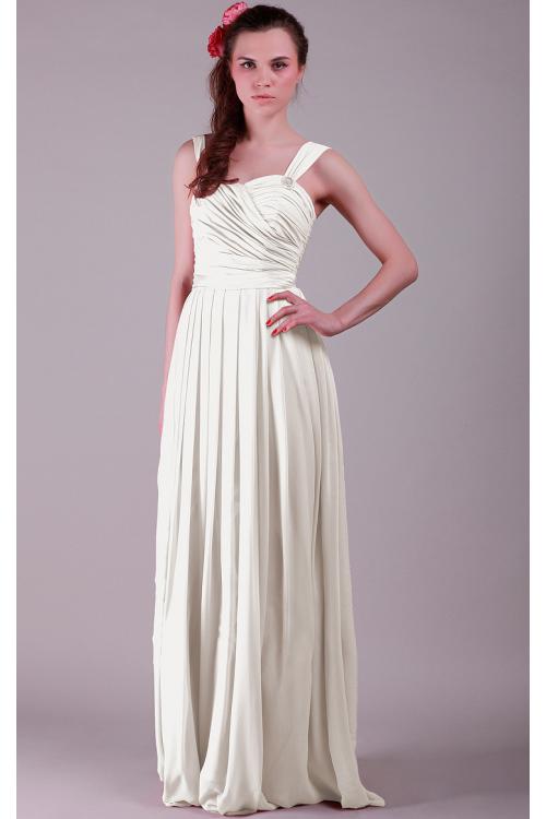 Chiffon Lace-up Sleeveless Natural Floor-length Bridesmaid Dresses