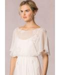 Casual Flutter Sleeved Lace Decorated Chiffon Vintage Wedding Dress 