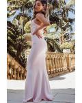 Simple Pale Pink Mermaid Strapless Sleeveless Floor-length Long Satin Bridesmaid Dresses