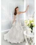 Simple A-line Strapless Beading&Crystal Sweep/Brush Train Satin Wedding Dresses