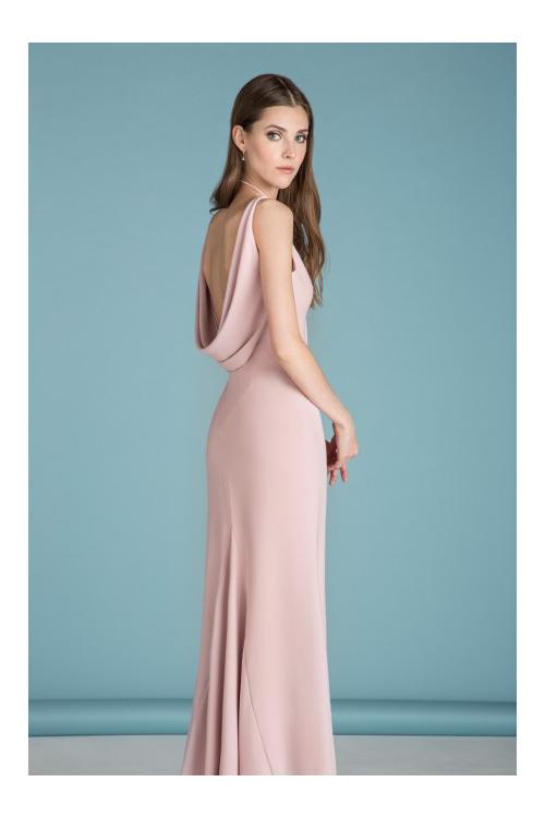 Chic V Neck Sheath Long Blush Chiffon Bridesmaid Dress