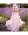 Beautiful Maternity Strapless Pink Floral Lace Organza Wedding Dress 