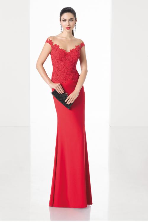 Illusion V Neck Red Chiffon Long Sheath Cap Sleeves Prom Dress Evening