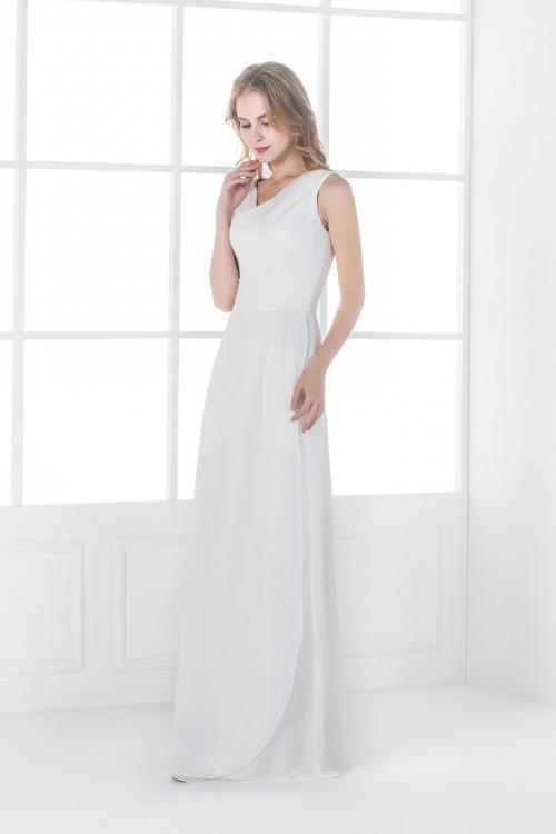  A-line V-neck Sleeveless Floor-length Beach Wedding Dresses