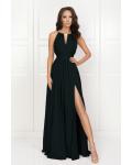 Glamorous Split Floor-length Long Chiffon Bridesmaid Dress Jewel Neckline Evening Dress