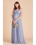  A-line V-neck Sleeveless Empire Waist Ruching Floor-length Long Chiffon Maternity Bridesmaid Dresses with Pocketss