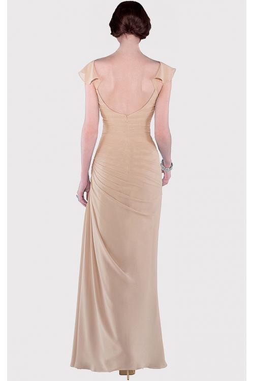 Zipper Sheath Cap Sleeves Floor-length Dropped Bridesmaid Dresses