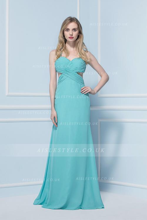 Sexy A-line Shoulder Straps Beading Long Chiffon Prom Dress