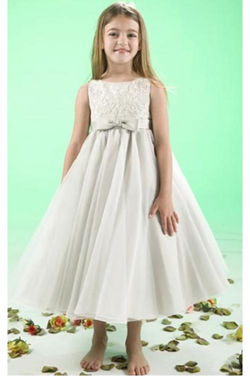 Sleeveless Natural Princess Jewel Satin/Tulle Zipper Flower Girl Dresses