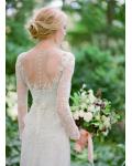 Sparkly Sequin Lace Embroidery Long Sheath Rustic Wedding Dress 