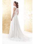 Simple A-line Straps Draping Pearl Sweep/Brush Train Tulle Wedding Dresses
