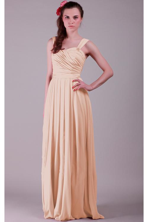 Chiffon Lace-up Sleeveless Natural Floor-length Bridesmaid Dresses