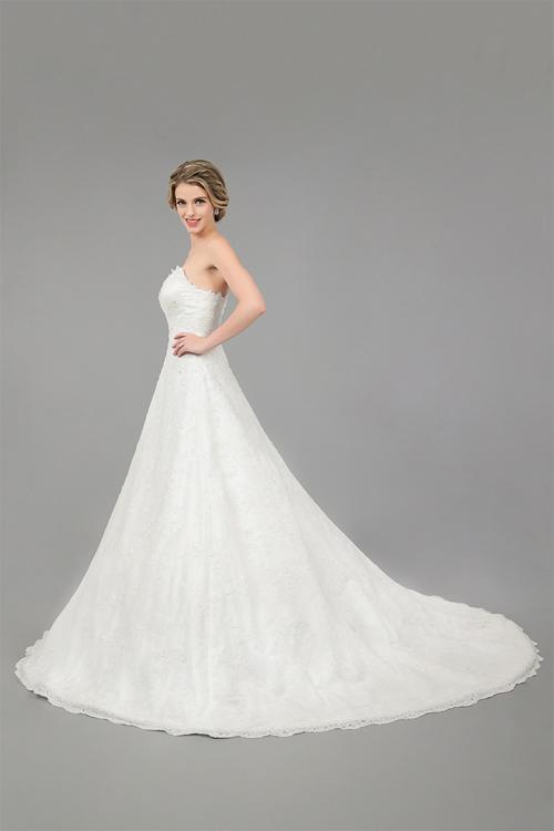  A-line Strapless Sequins Sweep/Brush Train Wedding Dresses