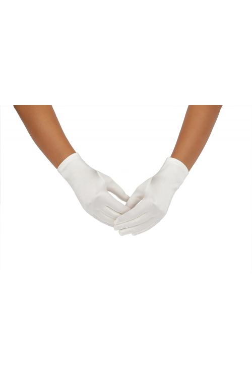 Short Ivory Stretch Satin Dresss Up Gloves For Girls 2BL