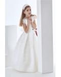 Nectarean Ball Gown Short Sleeve Bow(s) Floor-length Organza Communion Dresses 