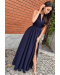 Glamorous Split Floor-length Long Chiffon Bridesmaid Dress Jewel Neckline Evening Dress