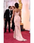 Peach Sheath Spaghetti Straps Pleated Floor-length Pleated Prom Dress
