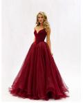  A-line Princess Strapless V-neck Floor-length Long Prom Dress