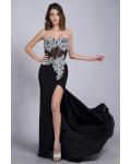 Black Sweetheart Sleeveless Beading Split Sweep/Brush Train Long Chiffon Evening Dresses
